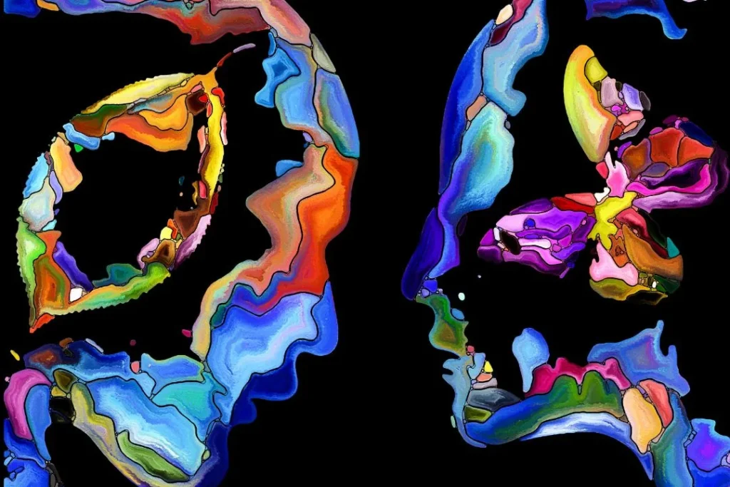Abstract painting of a man and woman